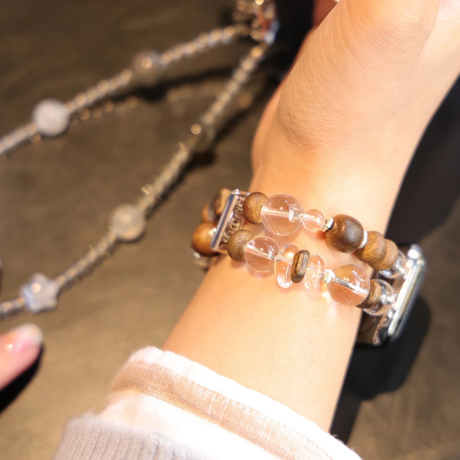 Incense of the East - White Quartz & Natural Agarwood Handmade Apple Watch Band