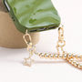 18K gold phone strap with round beads and dual star charms, detachable bracelet design