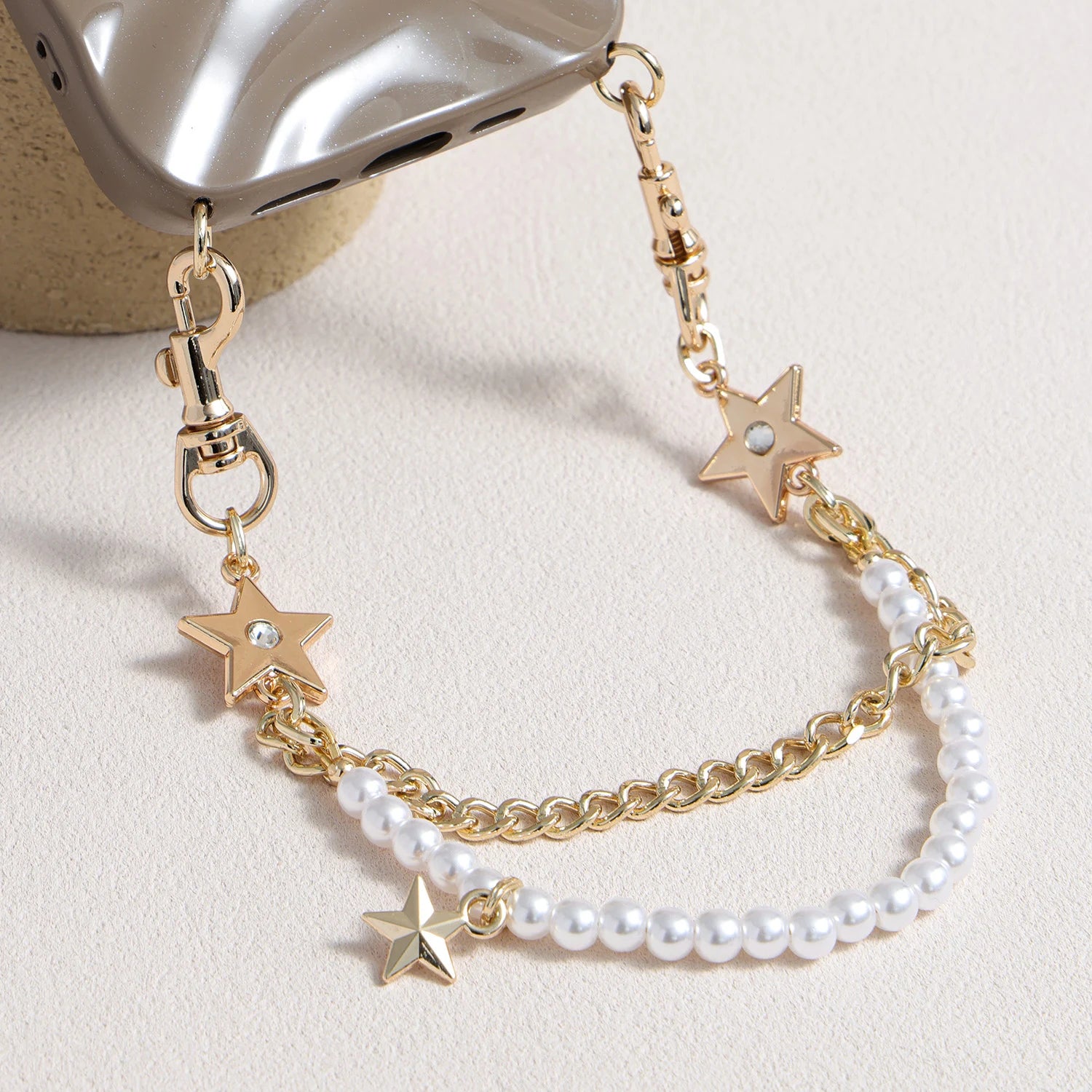 Astrum Duplex - Double-Chain Pearl Star iPhone Case & Strap