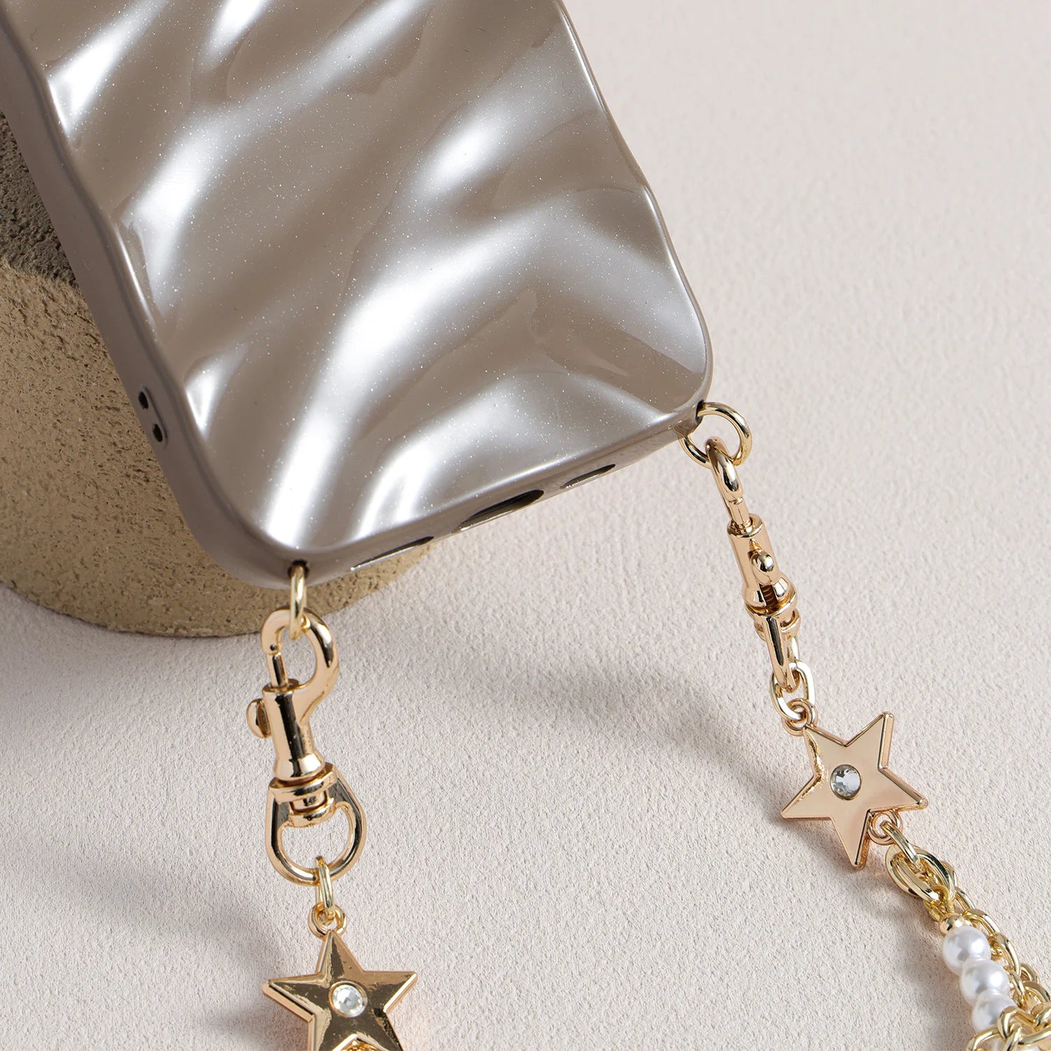 Astrum Duplex - Double-Chain Pearl Star iPhone Case & Strap