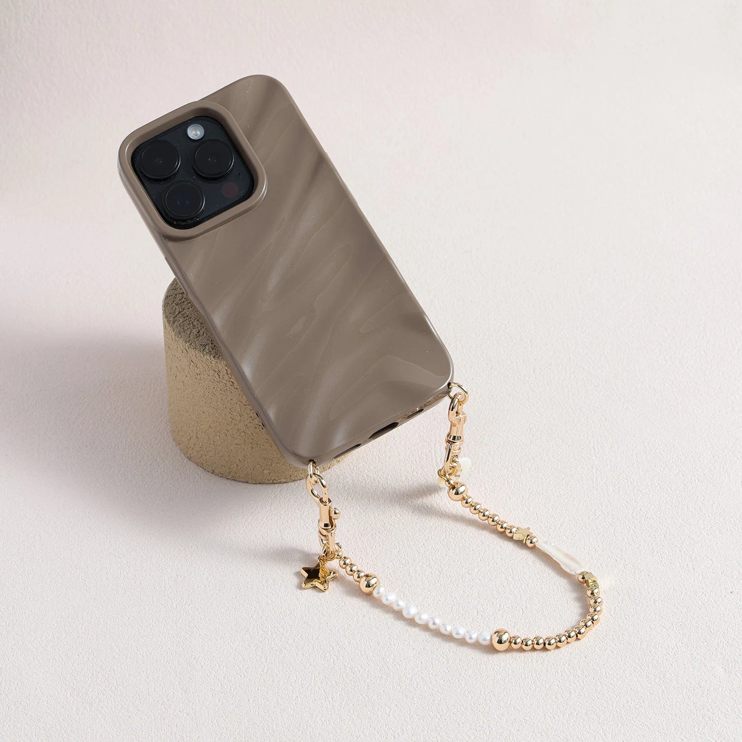 Aurelia Minor - Gold Bead Pearl Star iPhone Case & Strap