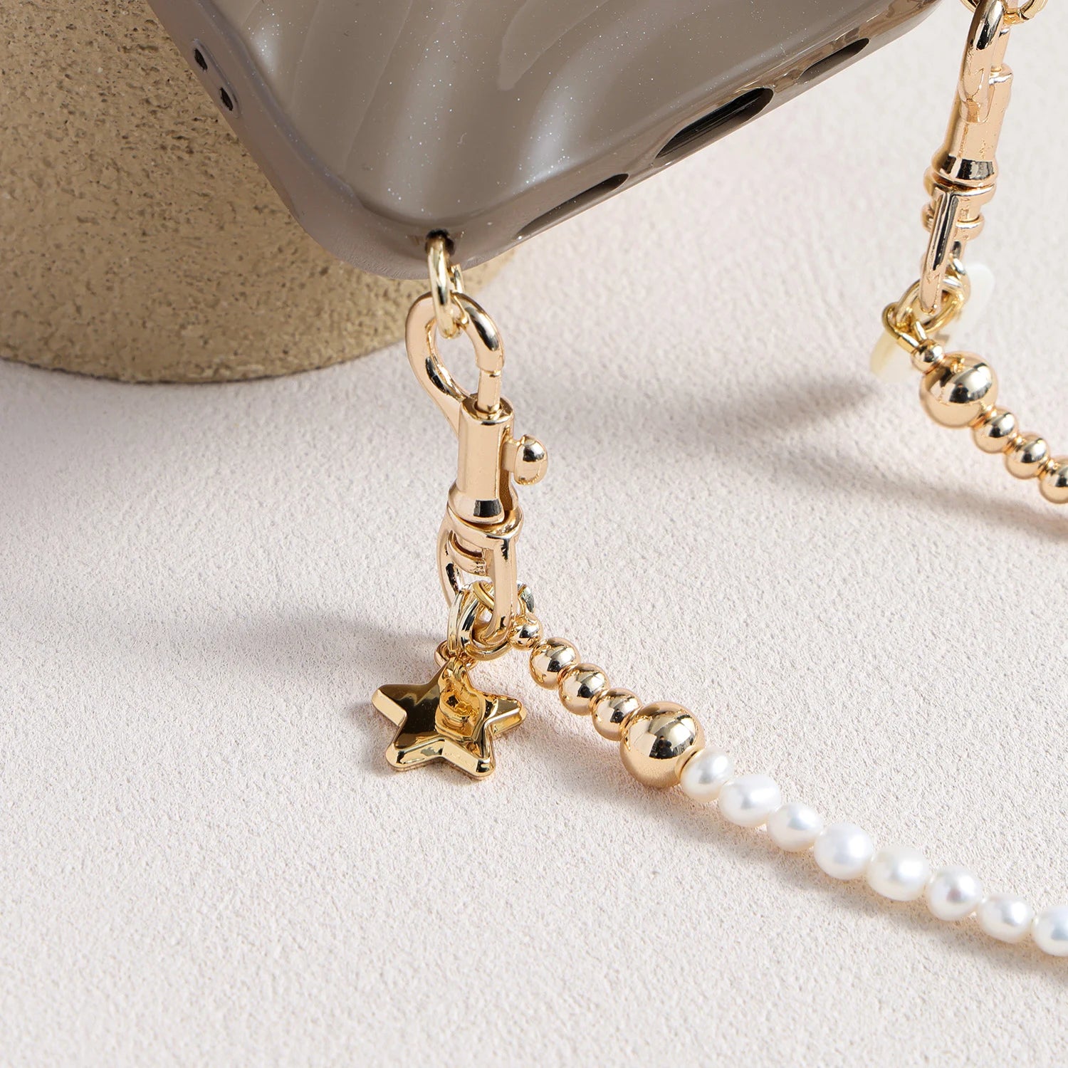 Aurelia Minor - Gold Bead Pearl Star iPhone Case & Strap