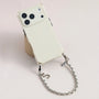 Structured TPU phone case with detachable leather-woven metal chain attached