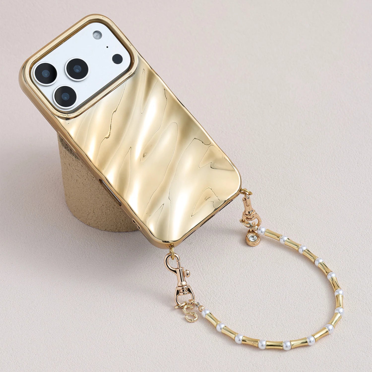 أوديت - سوار ساعة أبل مزدوج الخيوط مصنوع يدويًا من حجر الأمازونيت ولؤلؤ سواروفسكي