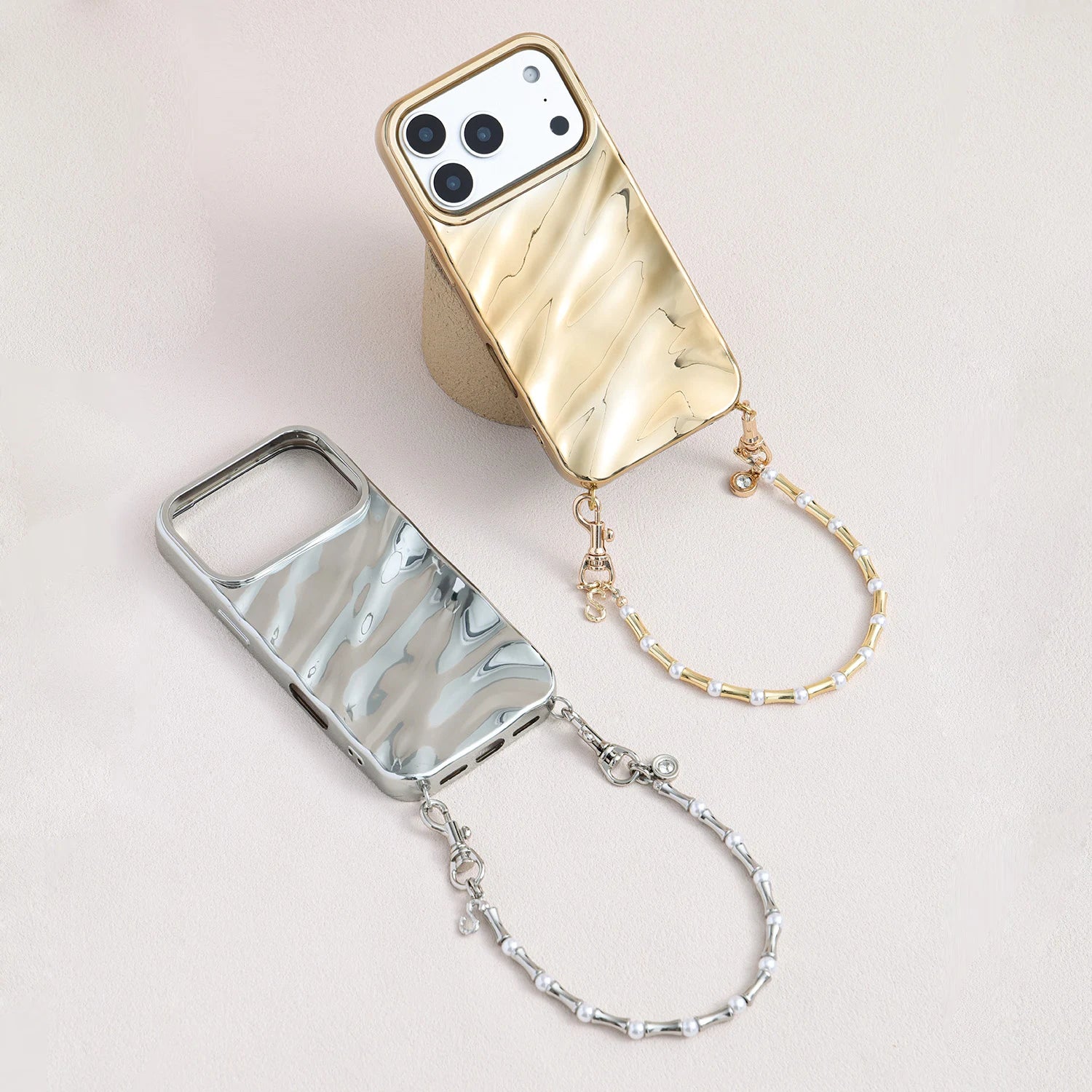 أوديت - سوار ساعة أبل مزدوج الخيوط مصنوع يدويًا من حجر الأمازونيت ولؤلؤ سواروفسكي