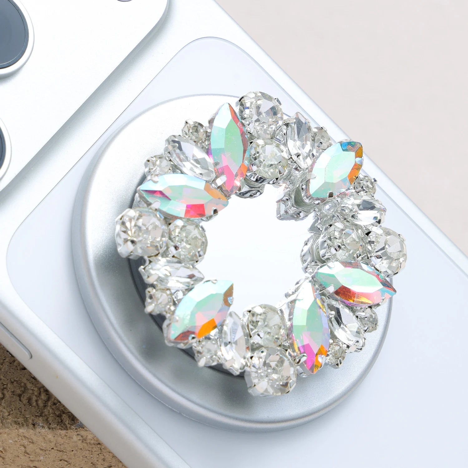 Iris Aureola - Iridescent Crystal Halo Phone Stand