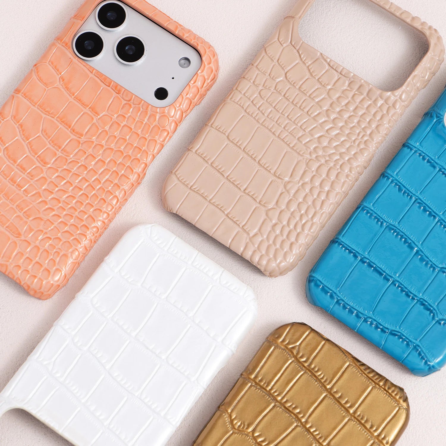 Niloticus Imperium - Funda para teléfono de cuero con relieve de cocodrilo