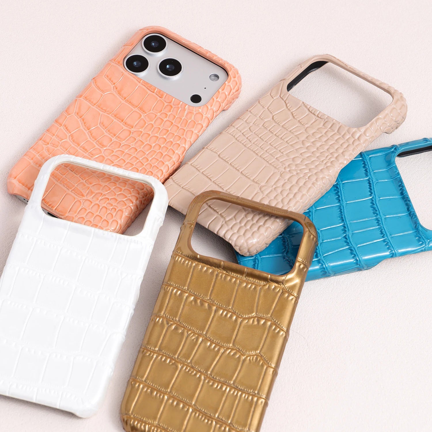 Niloticus Imperium - Funda para teléfono de cuero con relieve de cocodrilo