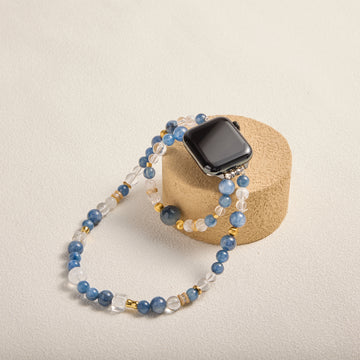 Kyanite & Clear Quartz Double-Strand Band with 14K Gold-Plated Accents