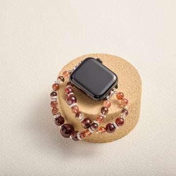 Strawberry Quartz & Garnet Double-Strand Band with 14K Gold-Plated Accents