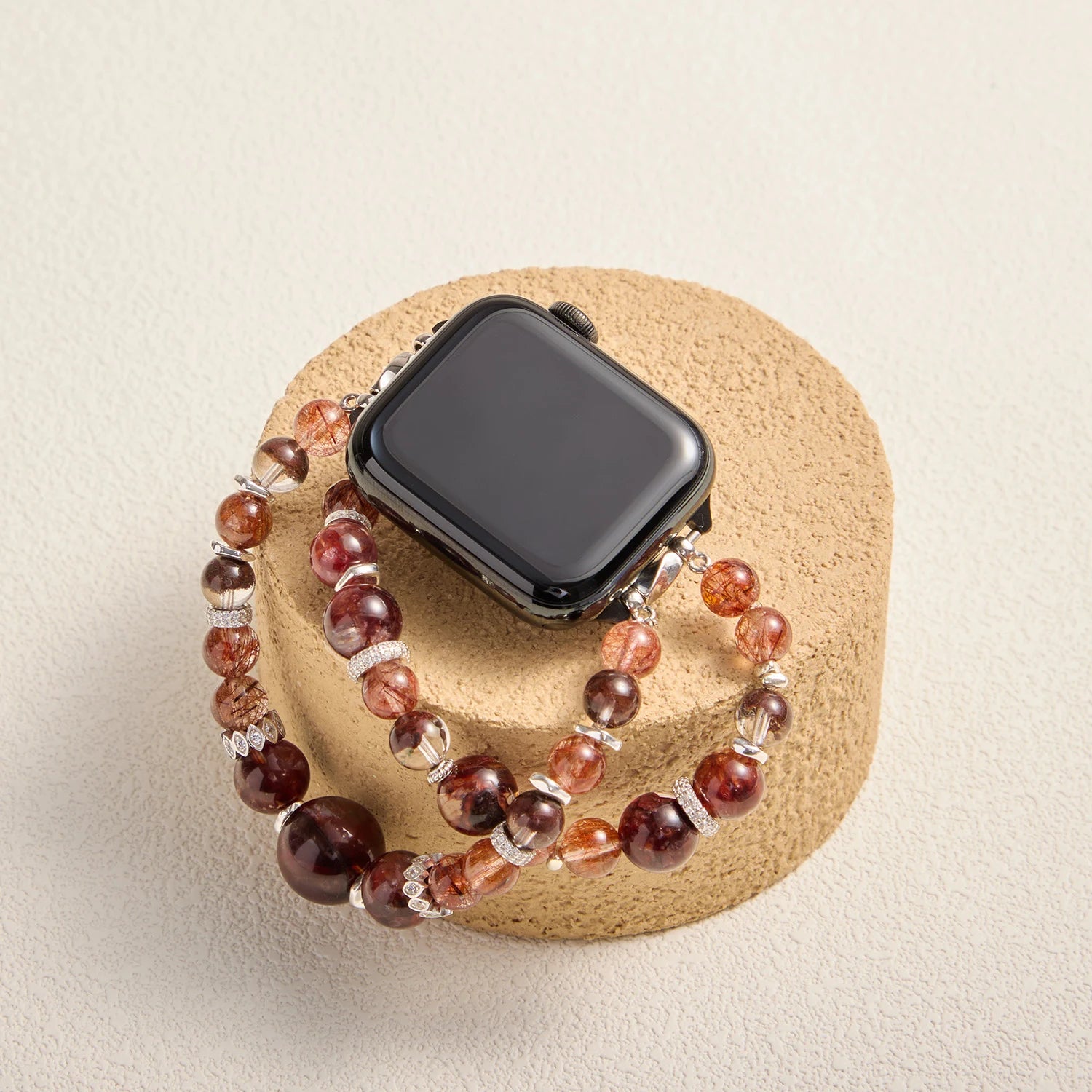 Handmade Red Rutilated Quartz Double-Strand Apple Watch Band – Interstella