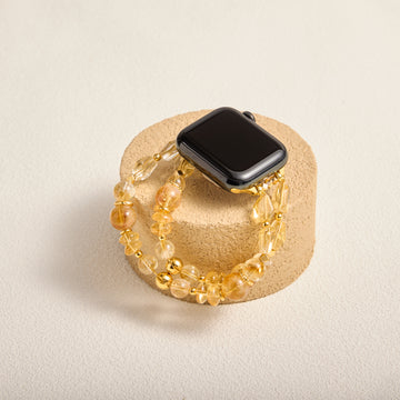 Citrine & Clear Quartz Double-Strand Band with 14K Gold-Plated Accents