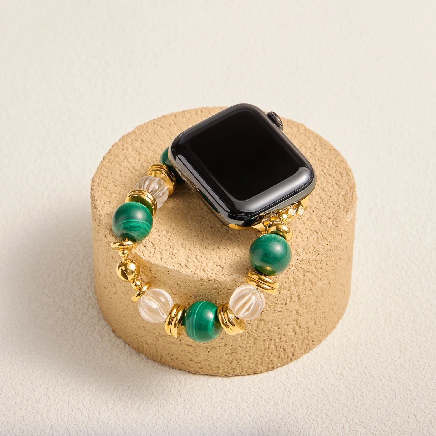 Handmade Pumpkin-Cut White Quartz & Turquoise Apple Watch Band – Interstella
