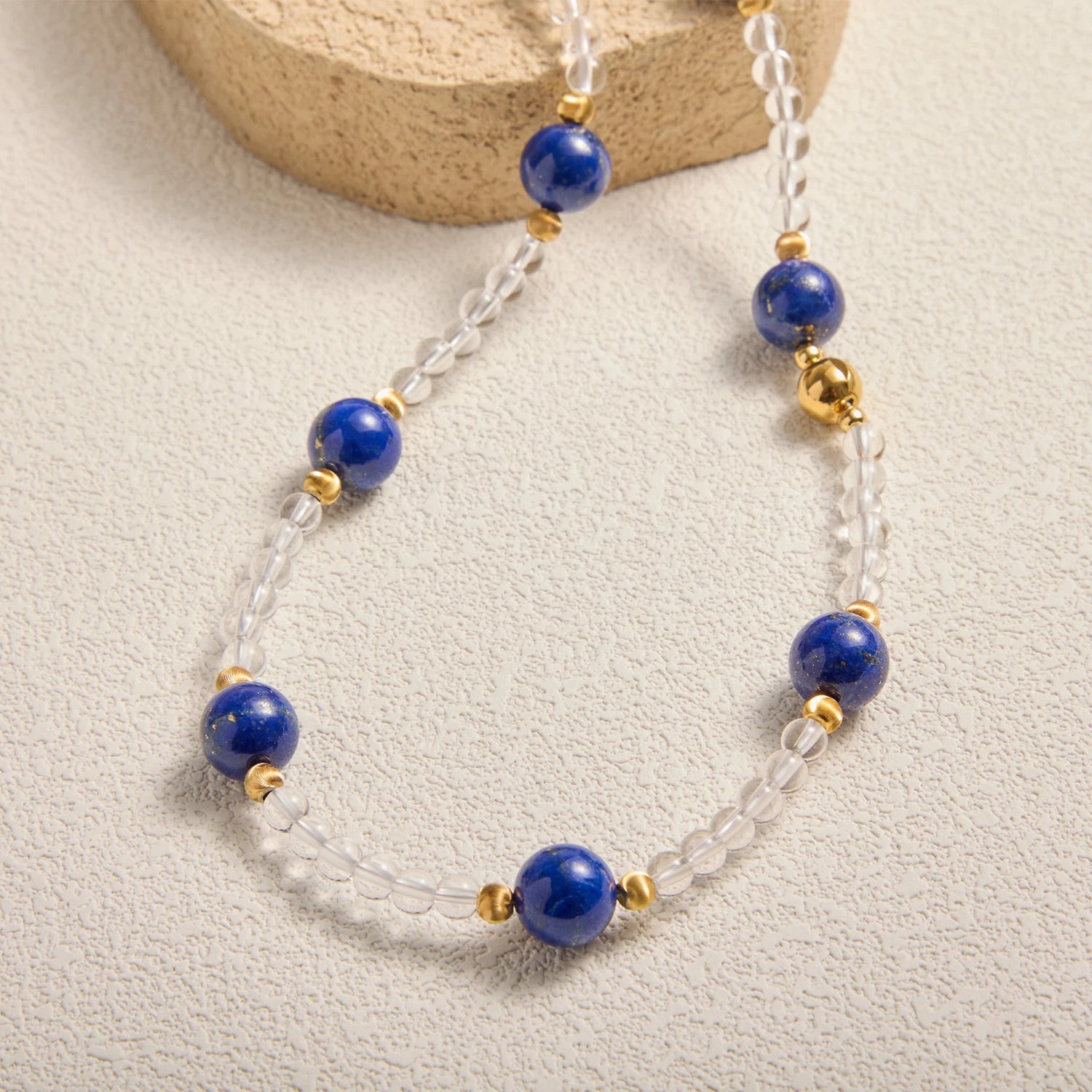 Handmade Lapis Lazuli & Clear Quartz Triple-Wrap Apple Watch Band – Interstella