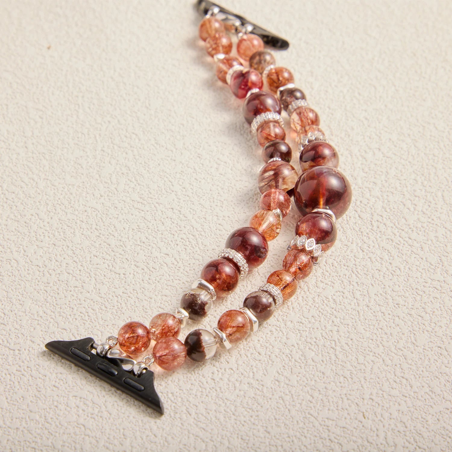 Handmade Red Rutilated Quartz Double-Strand Apple Watch Band – Interstella