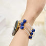 Handmade Lapis Lazuli & Clear Quartz Triple-Wrap Apple Watch Band – Interstella