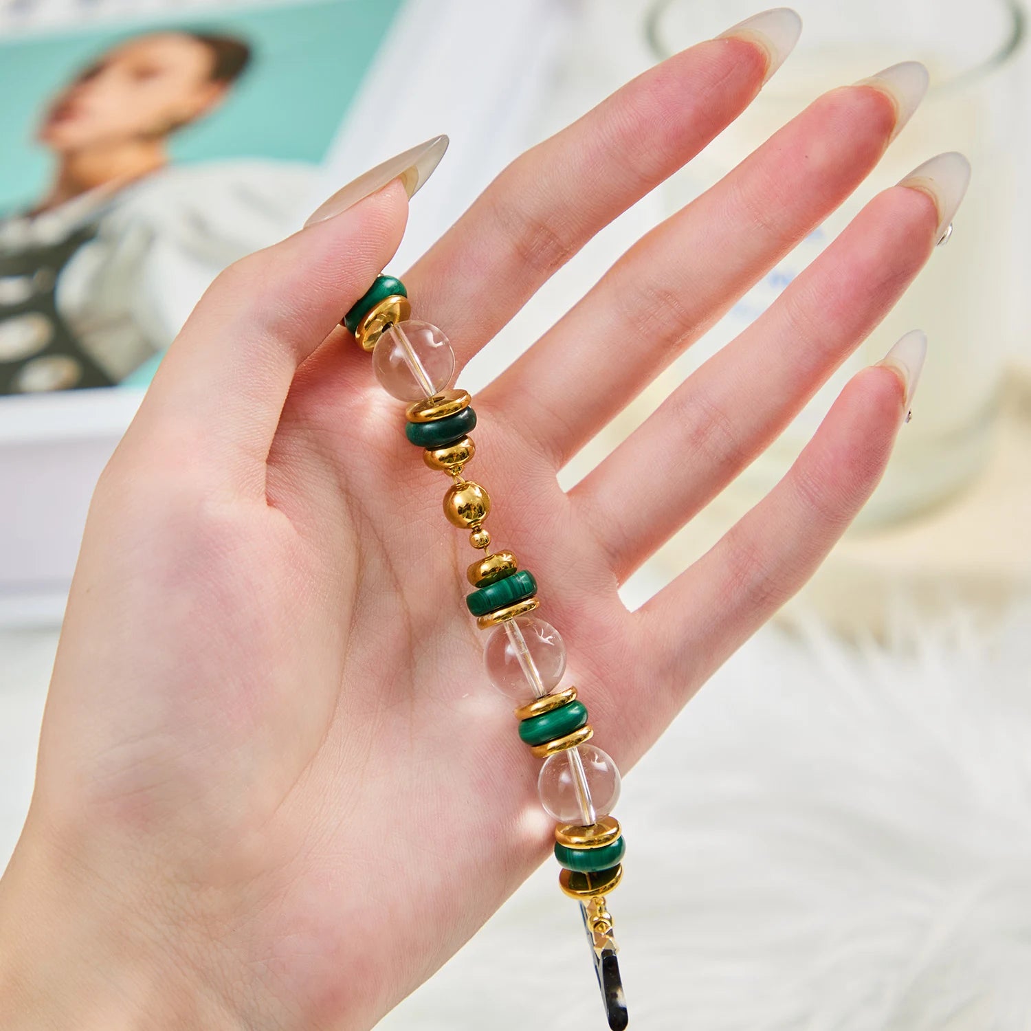 Handmade White Quartz & Turquoise Apple Watch Band – Interstella