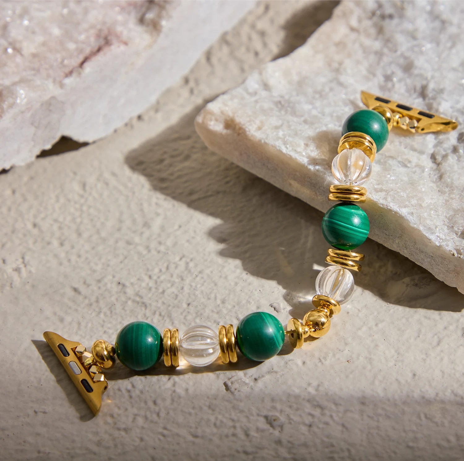 Handmade Pumpkin-Cut White Quartz & Turquoise Apple Watch Band – Interstella