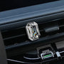 Palladio Prism crystal car diffuser styled on a premium leather car interior with diamond-like faceted shine