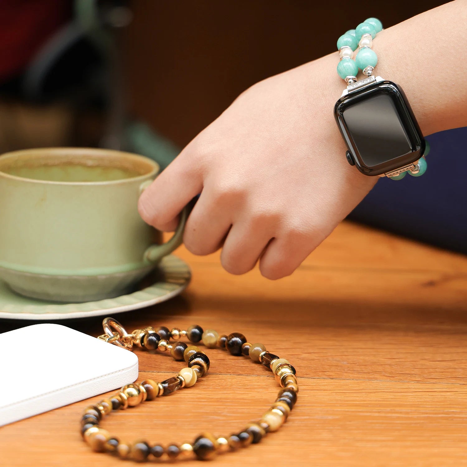 Solar Guard - Tiger’s Eye Gemstone Phone Strap/ Detachable Bracelet