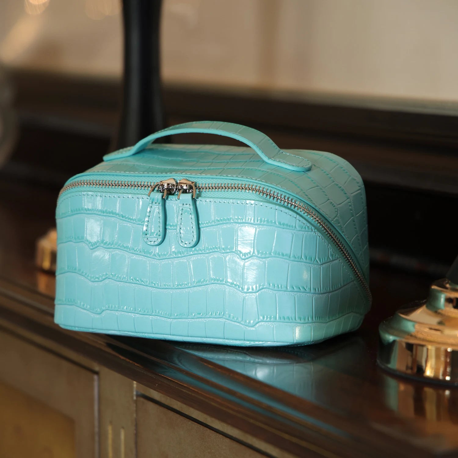 Aurelia Valise – Croc-Embossed Leather Vanity Bag