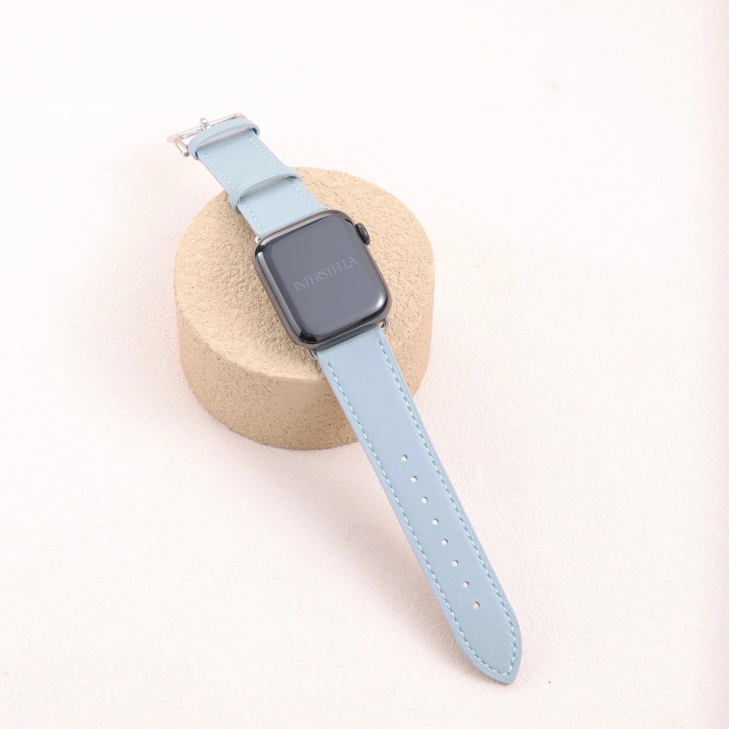 Athenia Duo – Correa para Apple Watch hecha a mano de doble hebra con lapislázuli y cuarzo claro