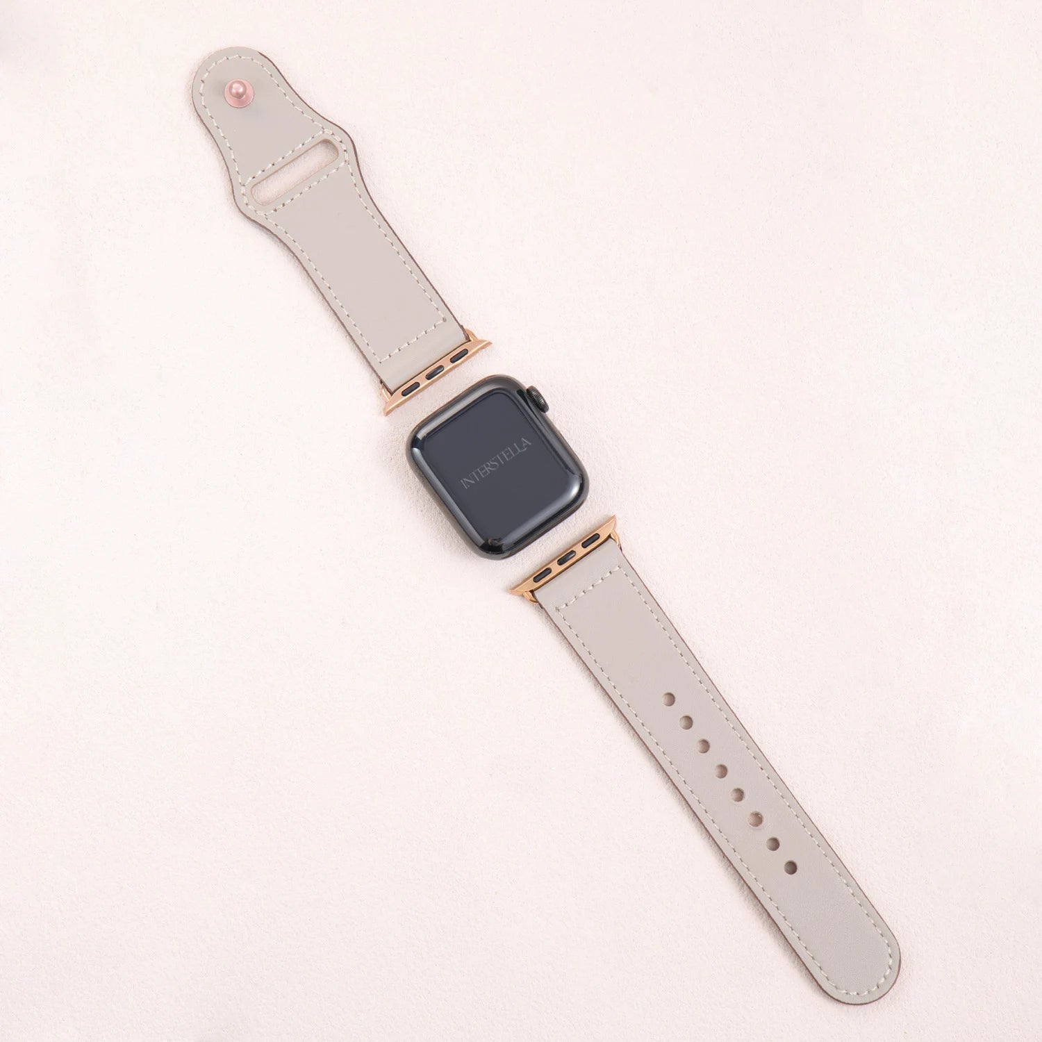 Athenia Duo – Cinturino Apple Watch fatto a mano a doppio filo in lapislazzuli e quarzo trasparente