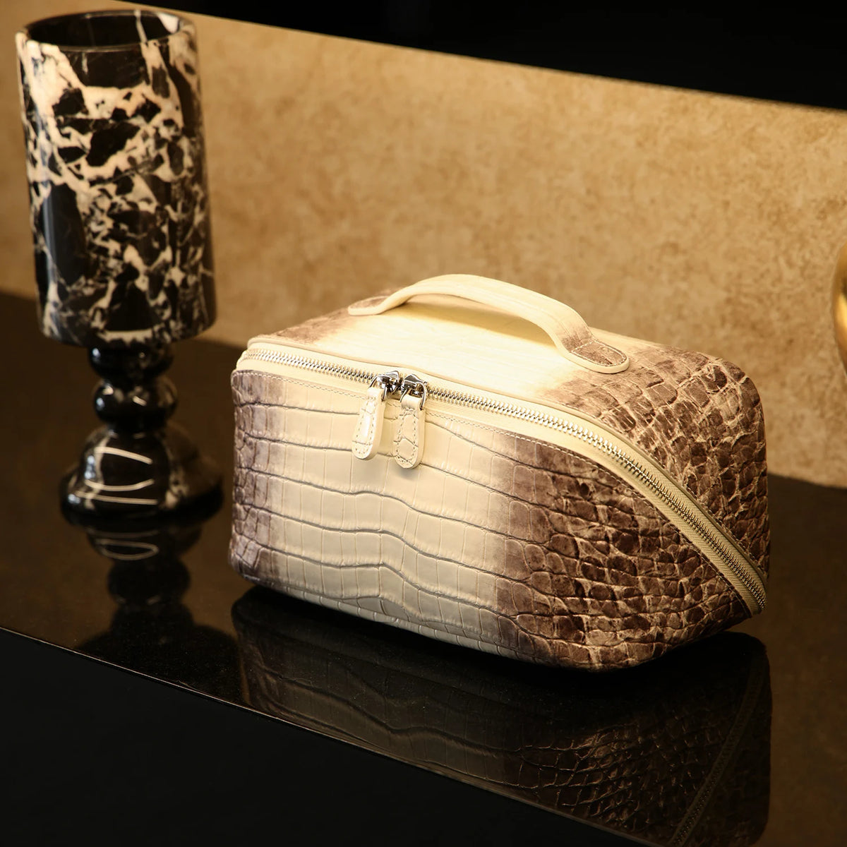 Aurelia Valise – Croc-Embossed Leather Vanity Bag
