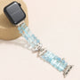 Aquamarine and topaz gemstone Apple Watch band with Swarovski crystal clasp and silver-tone metal details