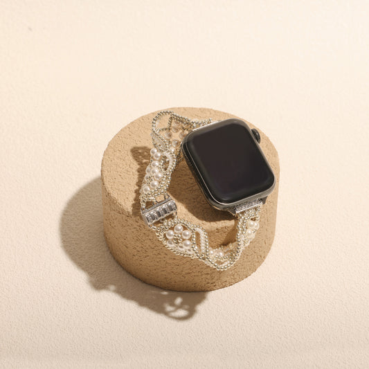 Pearl Lattice Band with Silver Accents