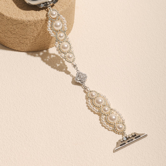 Classic Pearl Silhouette Band with Silver Accents