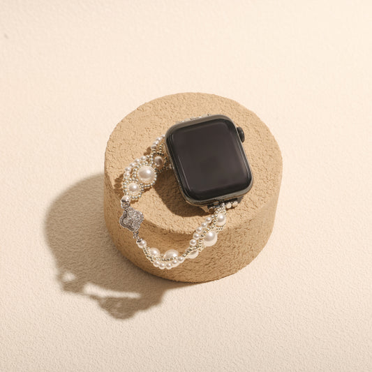 Classic Pearl Silhouette Band with Silver Accents