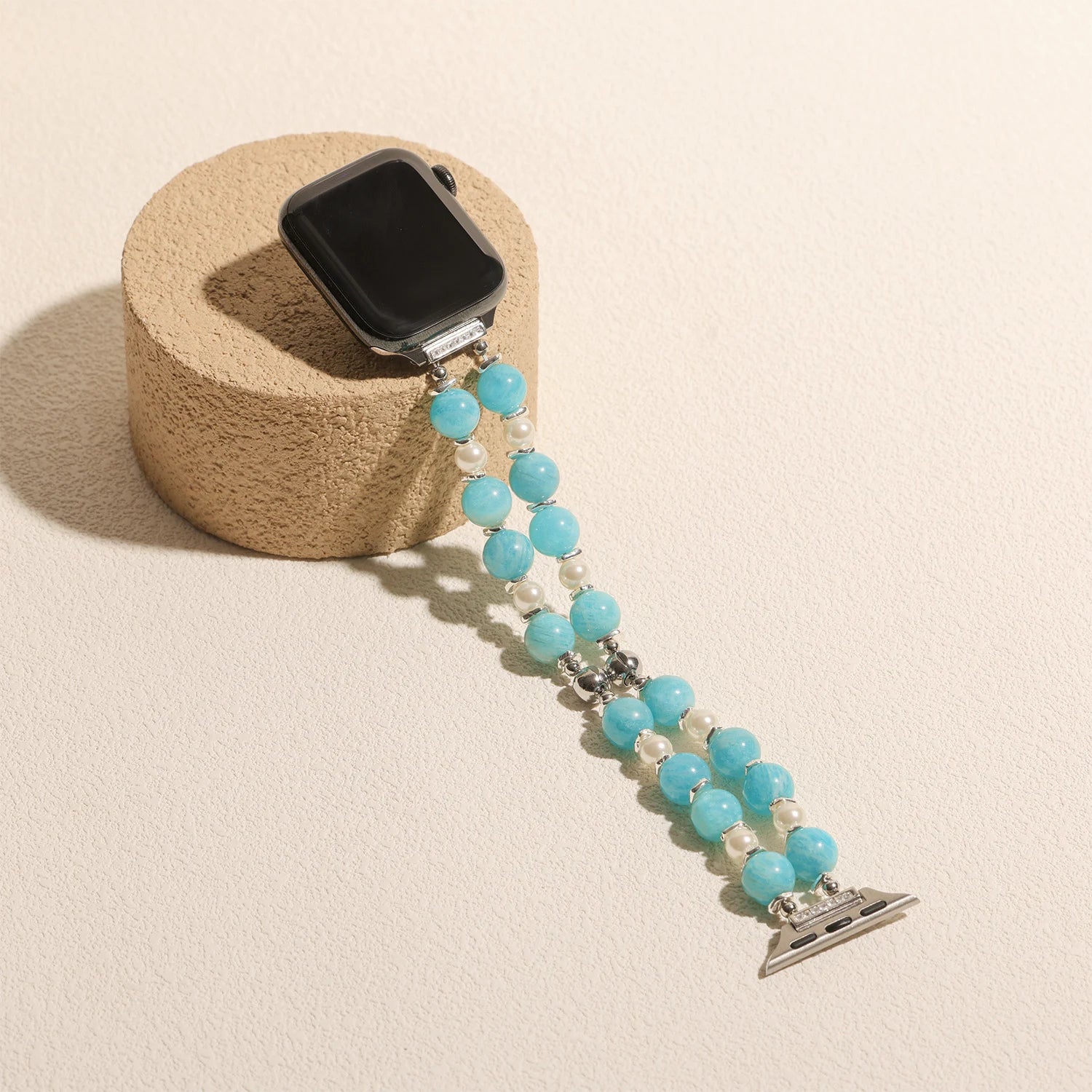 Handmade Swan Stone & Swarovski Pearl Double-Strand Apple Watch Band – Interstella