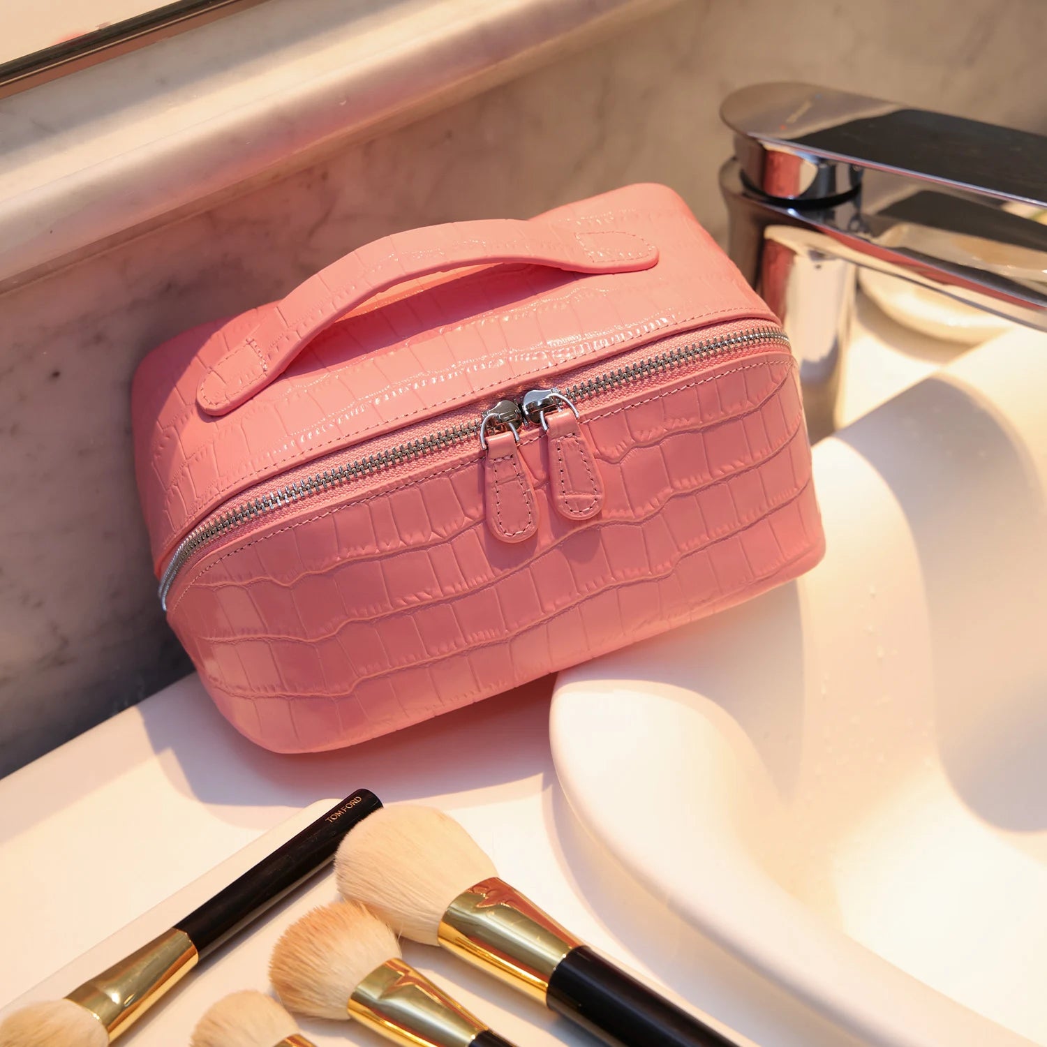 Aurelia Valise – Croc-Embossed Leather Vanity Bag