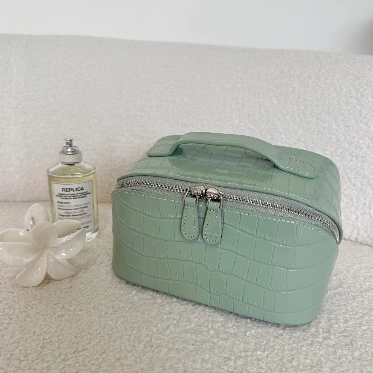 Aurelia Valise – Croc-Embossed Leather Vanity Bag