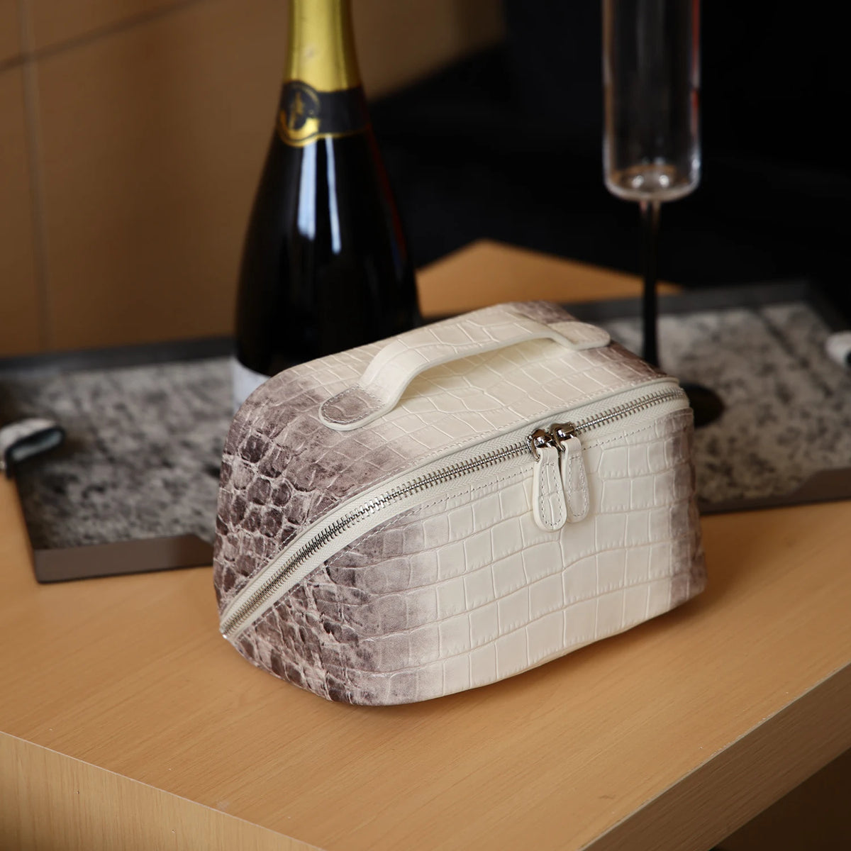 Aurelia Valise – Croc-Embossed Leather Vanity Bag