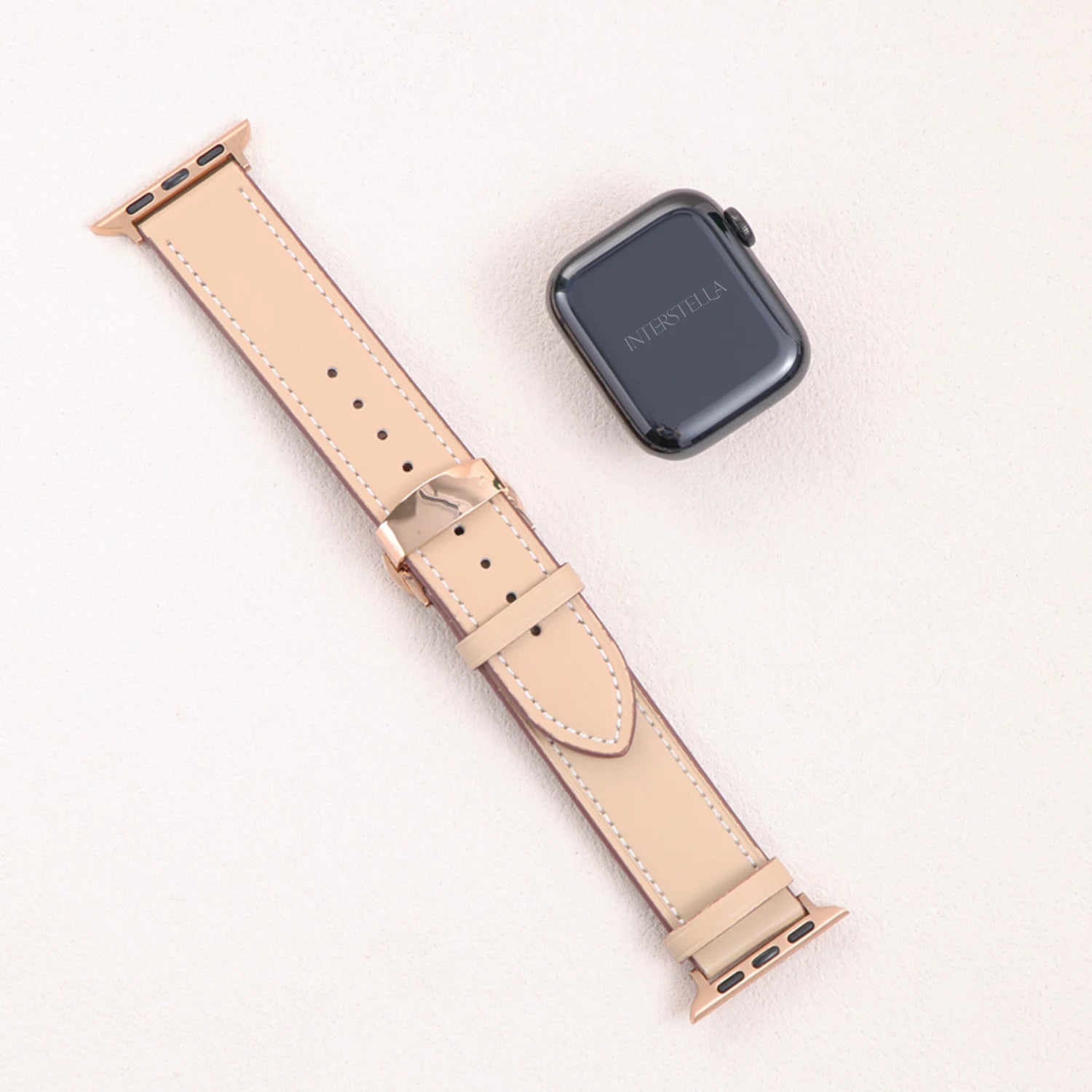 Athenia Duo – Correa para Apple Watch hecha a mano de doble hebra con lapislázuli y cuarzo claro