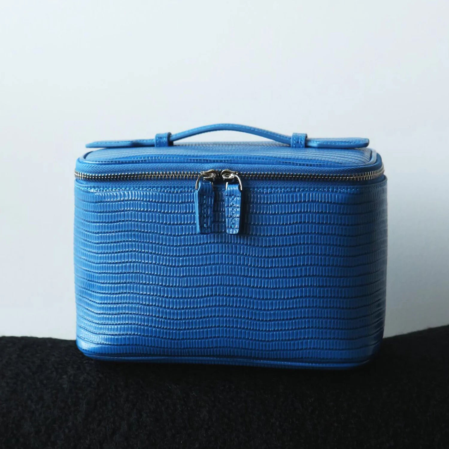 Cressida Palais - Blue Lizard-Embossed Top-Grain Cowhide Vanity Bag Collection
