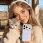 Interstella Baby blue matte star phone case with white star print on a blue heart backdrop