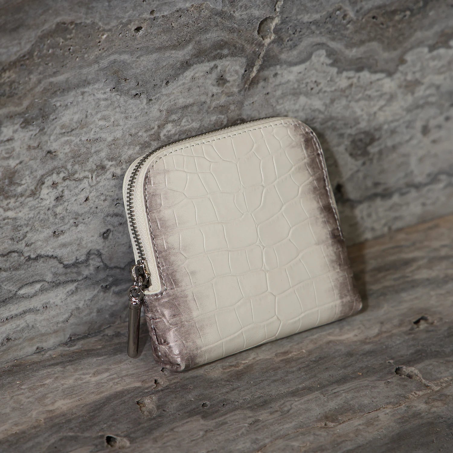 Aurelia Reliquary – Croc-Embossed Leather Jewelry Bag