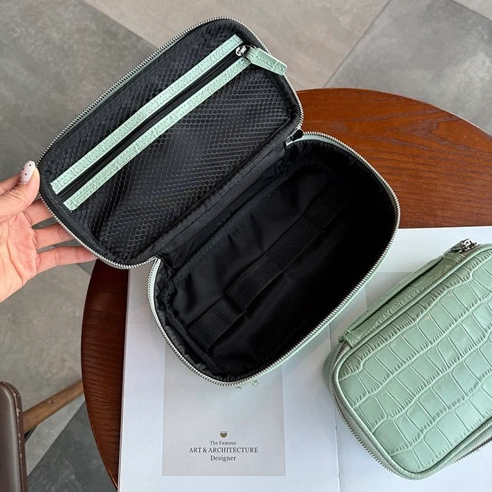 Aurelia Croco – Rectangular Croc-Embossed Leather Vanity Bag