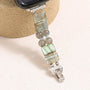 Grey moonstone gemstone Apple Watch band with elongated crystals and Swarovski crystal clasp