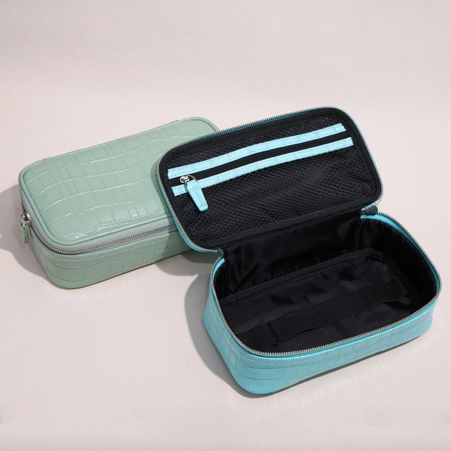 Aurelia Croco – Rectangular Croc-Embossed Leather Vanity Bag