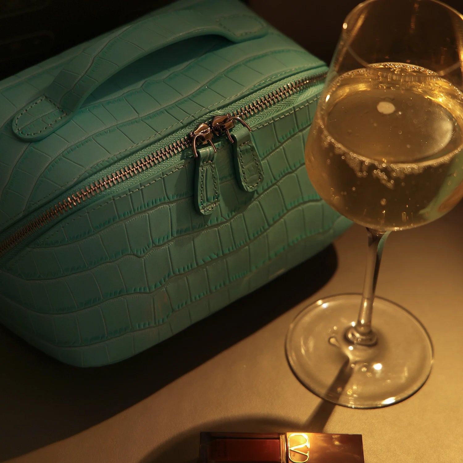 Aurelia Valise – Croc-Embossed Leather Vanity Bag