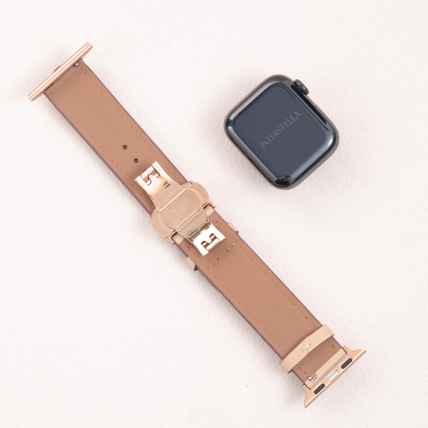 Athenia Duo – Correa para Apple Watch hecha a mano de doble hebra con lapislázuli y cuarzo claro