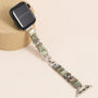 Grey moonstone gemstone Apple Watch band with elongated crystals and Swarovski crystal clasp