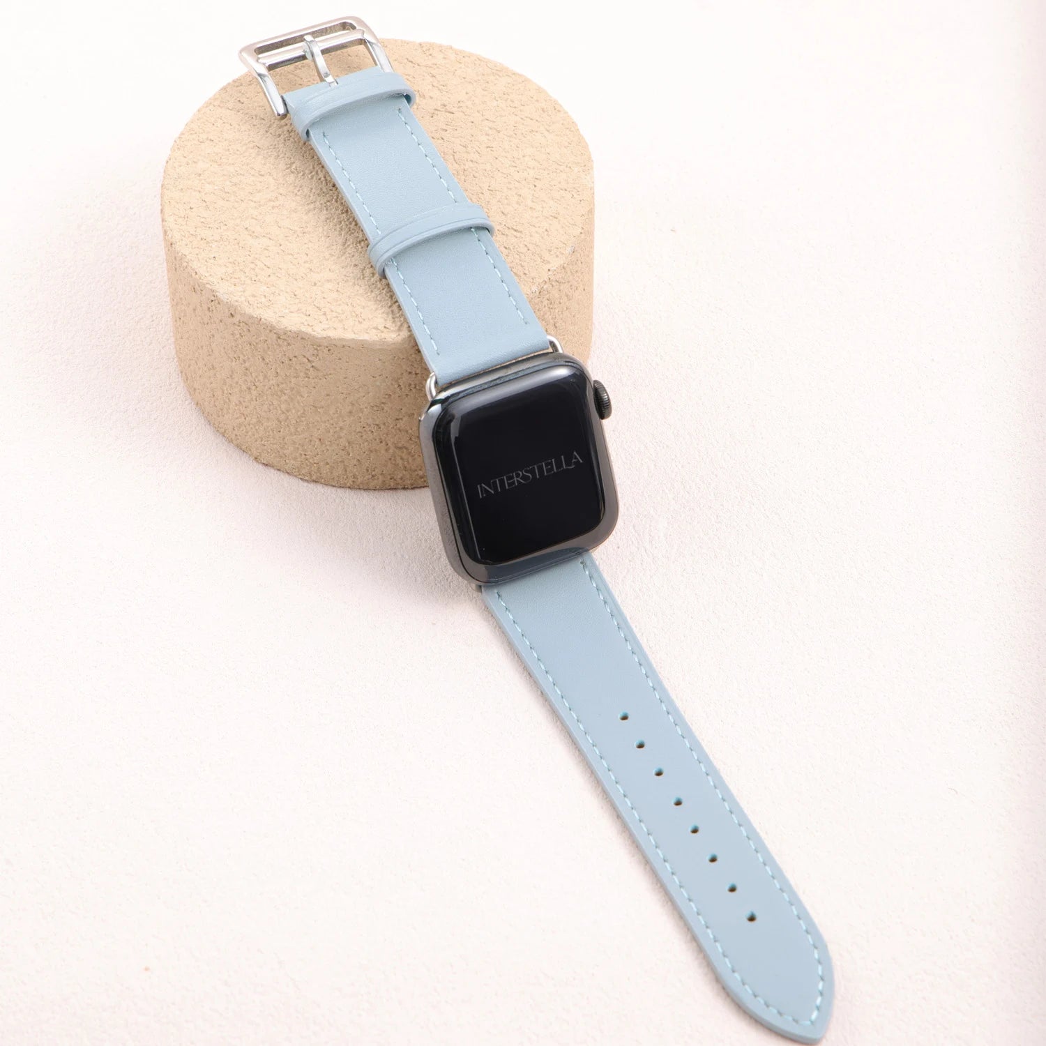 Athenia Duo – Correa para Apple Watch hecha a mano de doble hebra con lapislázuli y cuarzo claro