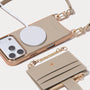 Asteria Portico brown iPhone crossbody case with detachable shoulder strap and magnetic wallet