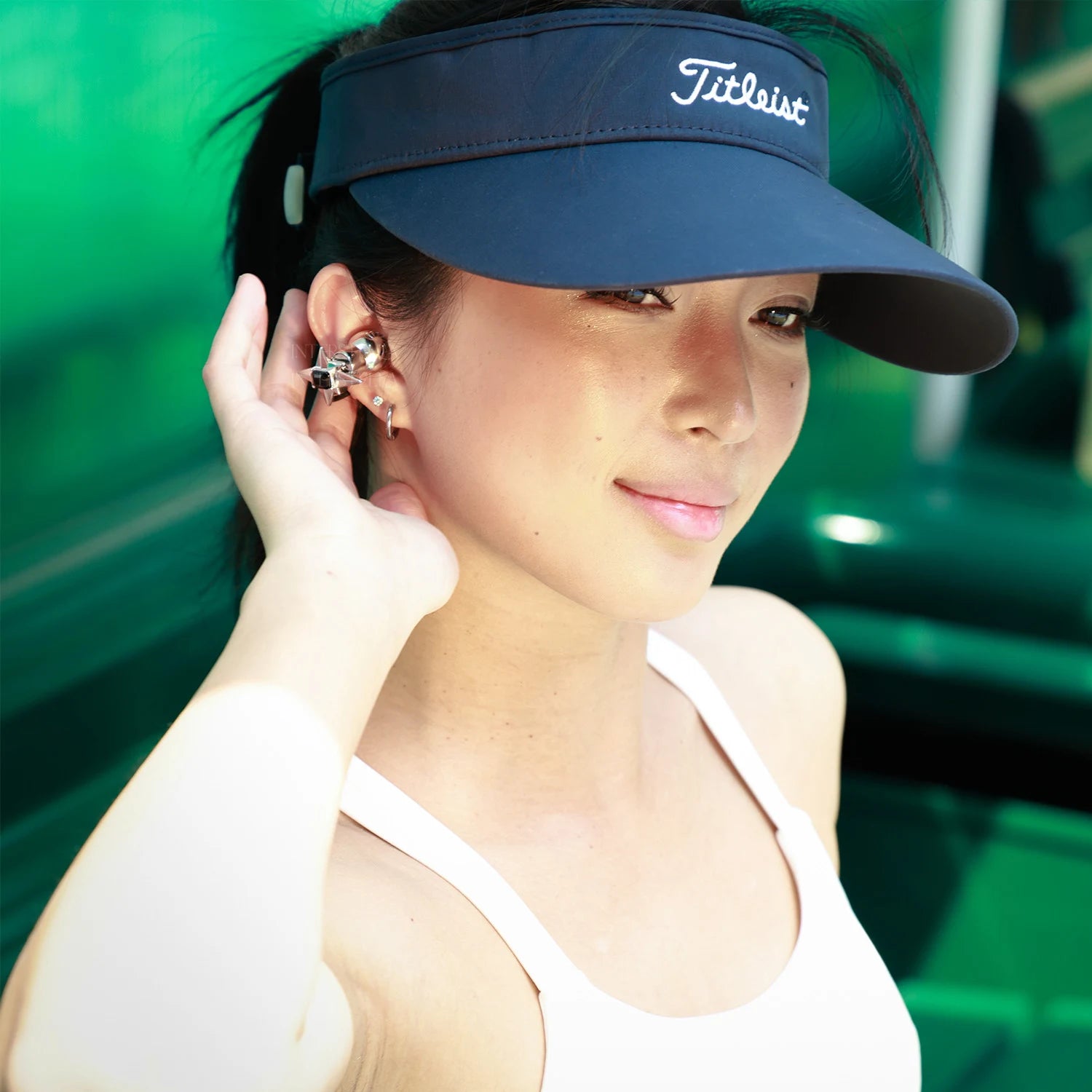 Interstella Crystal Aura Bluetooth Ear Jewelry Headphone with magnetic crystal accents, open-ear design, and jewelry-inspired finish