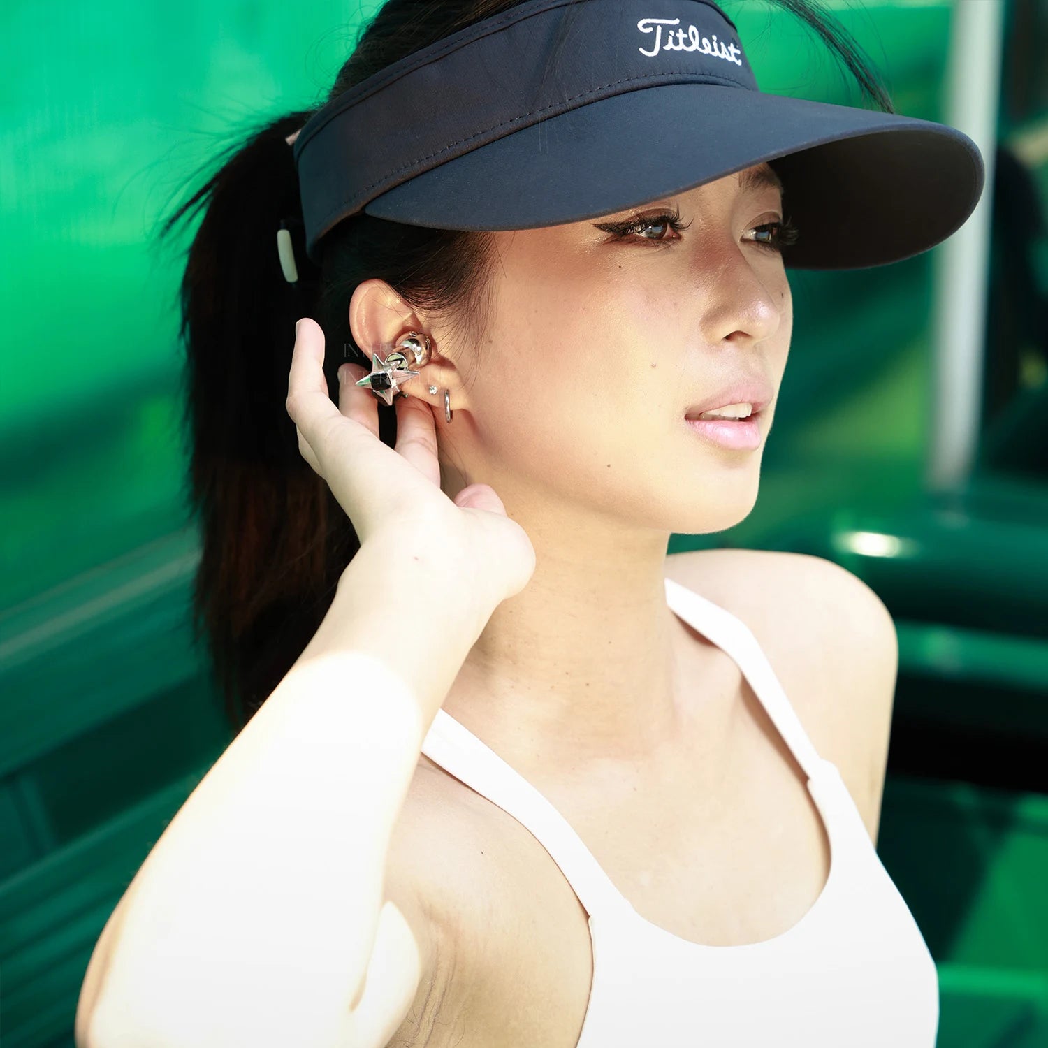 Interstella Crystal Aura Bluetooth Ear Jewelry Headphone with magnetic crystal accents, open-ear design, and jewelry-inspired finish